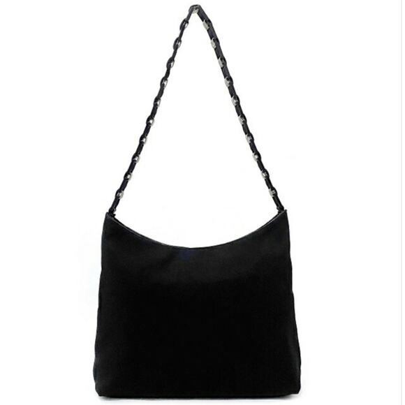 Salvatore Ferragamo Black Nylon Shoulder Bag with Chain Strap MSRP $460 EUC - Picture 7 of 13